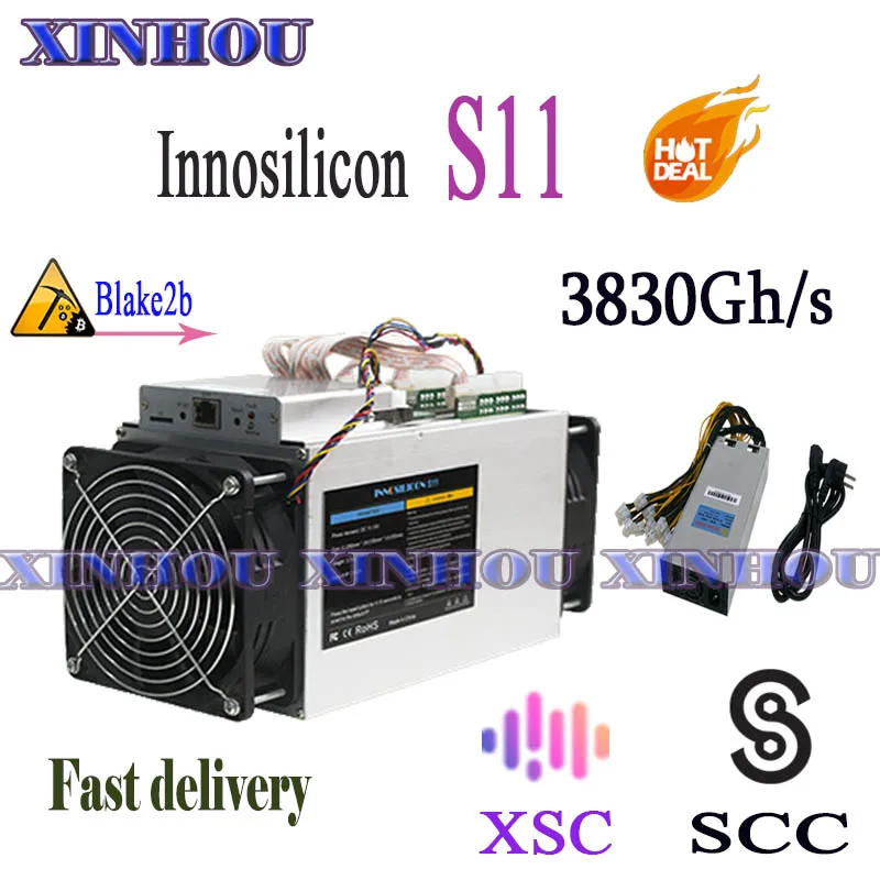 Майнер Innosilicon S11 SiaMaster 3830Gh/s Blake2b Asic с блоком питания лучше чем Antminer A3 FFMiner D18 DS19 M3X