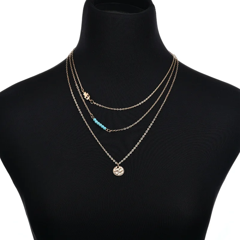 Богемное многослойное ожерелье-цепочка Круглый Кулон Пальма ожерелье женское