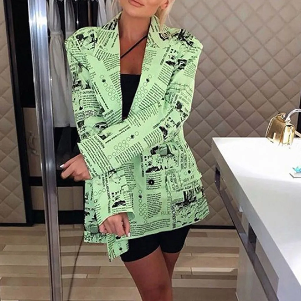 JAYCOSIN модный однобортный офисный Женский блейзер с принтом свободный пиджак