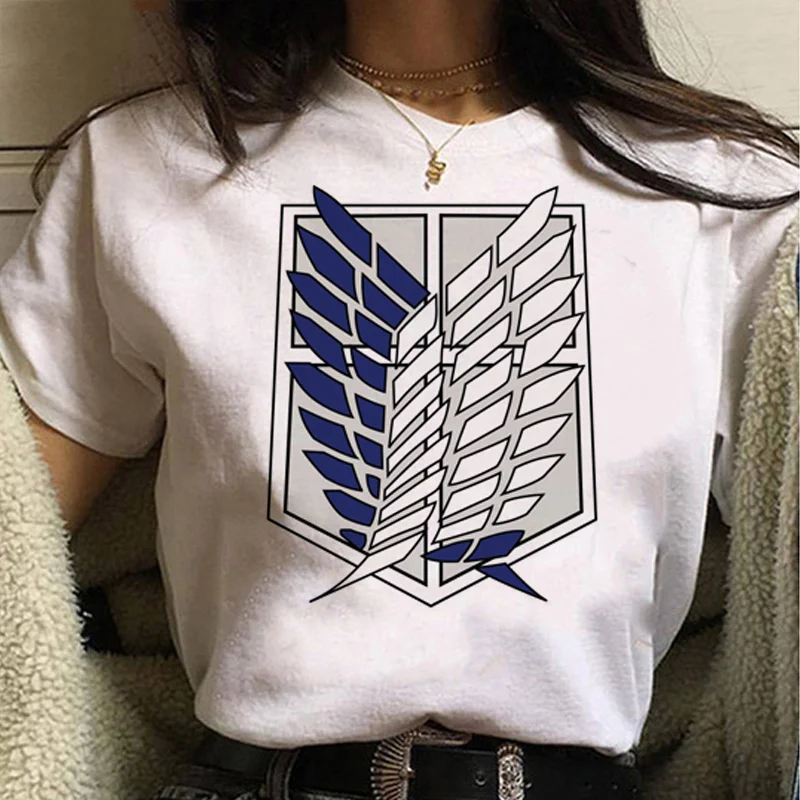 

2021 Hot Japanese Anime T-shirt Female Attacking Titan Final Season T-shirt Kawaii Cartoon Titan Attack Graphic Tee Women