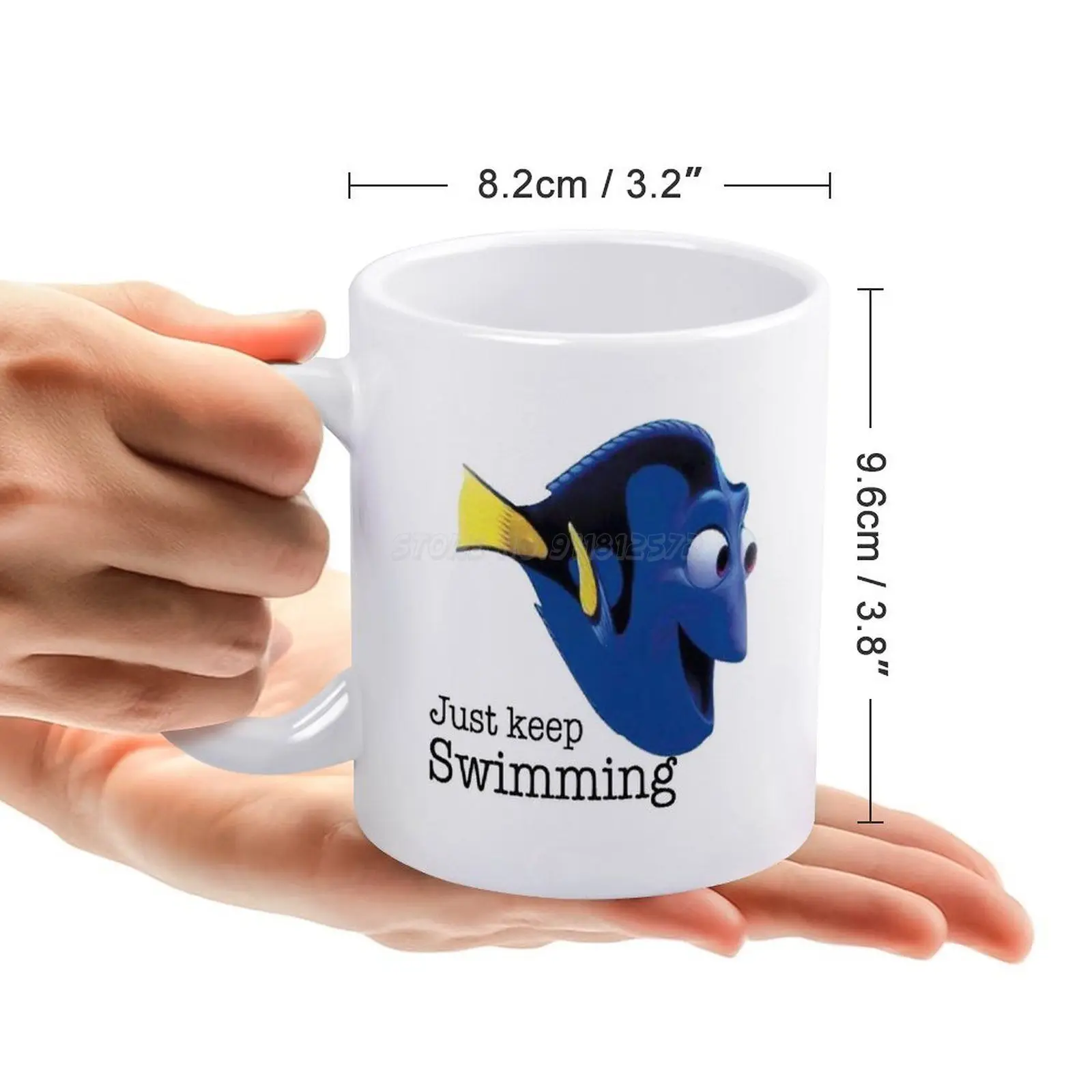 Просто продолжайте плавать-белая кружка Немо 11 унций забавная керамическая для