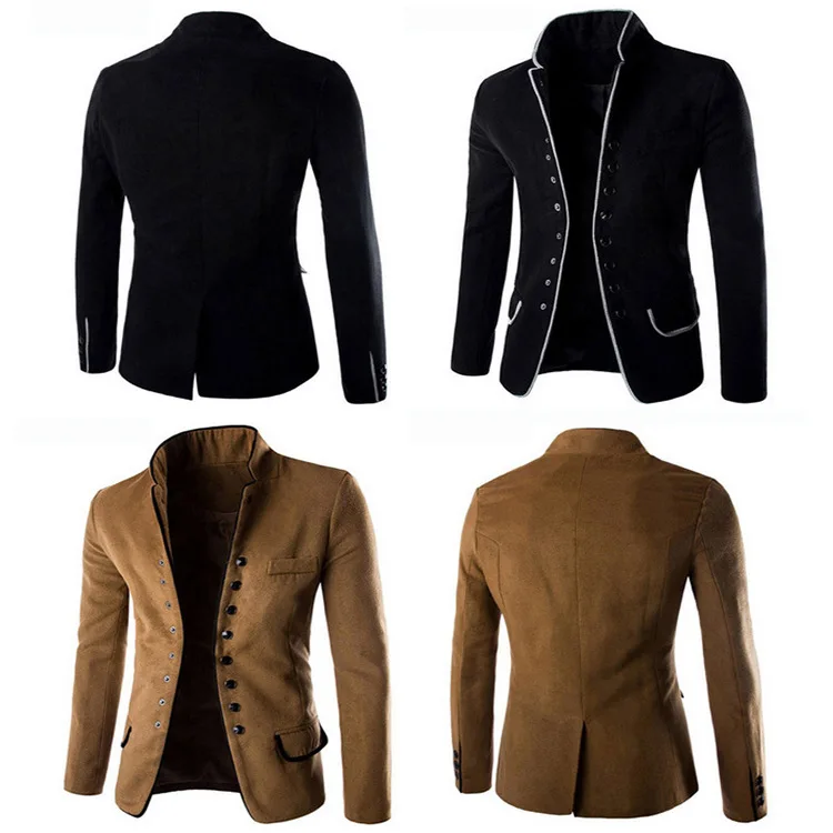 Мужской костюм Чжуншань Повседневный шерстяной маленький пиджак с воротником