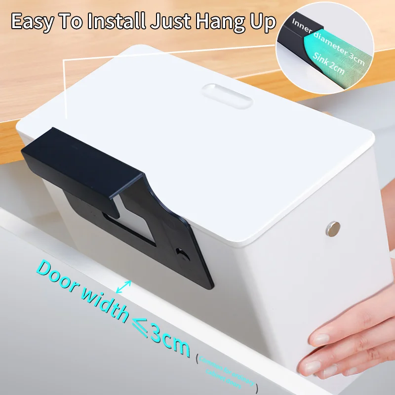 wall mounted trash can with tissue box for kitchen household cabinet door waste bin with lid kitchen convenient garbage bin free global shipping