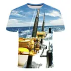 Мужская футболка с коротким рукавом и круглым вырезом, Повседневная футболка с 3D-принтом рыбы, лето 2021