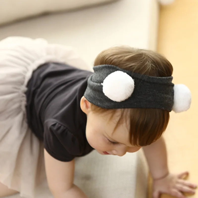 Новинка повязка на голову из двух плюшевых шариков для маленьких девочек