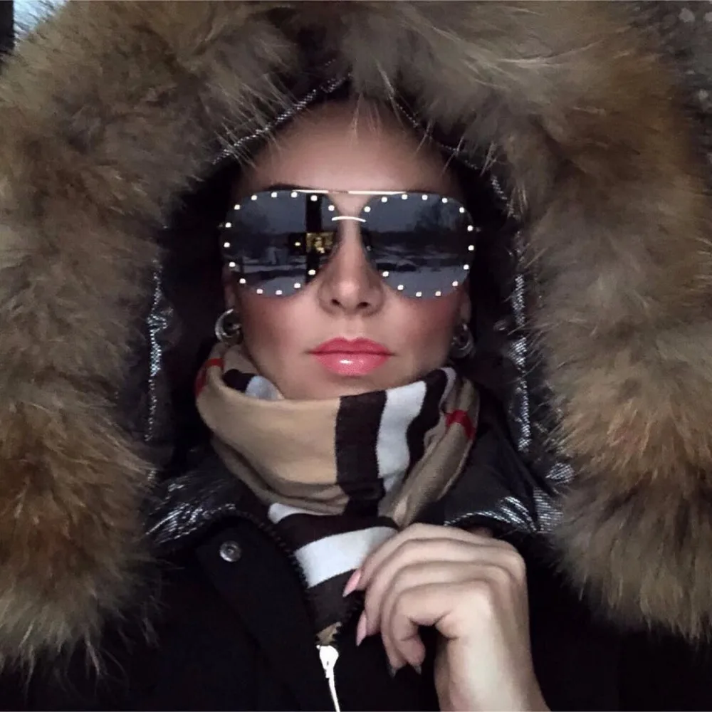 Женские металлические солнцезащитные очки-авиаторы с заклепками женские