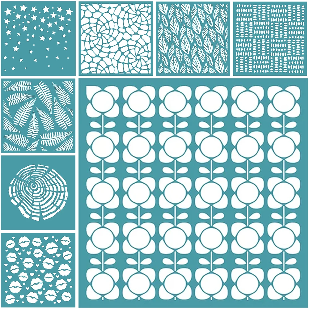 

8Pcs/Set Flower Leaf Plastic Stencil Template For Diy Scrapbook Photo Album Card Handmade Decoration Craft Embossing Stencil