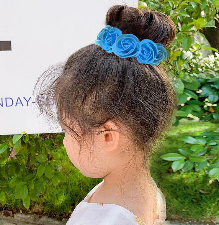 Pfingstrose Rose Blume Gummibänder Haarhalter Krawatte Gummi Stoff Kränze Kronen elastische Kranz Krone Hochzeit Girlande Stirnband – Detail 9