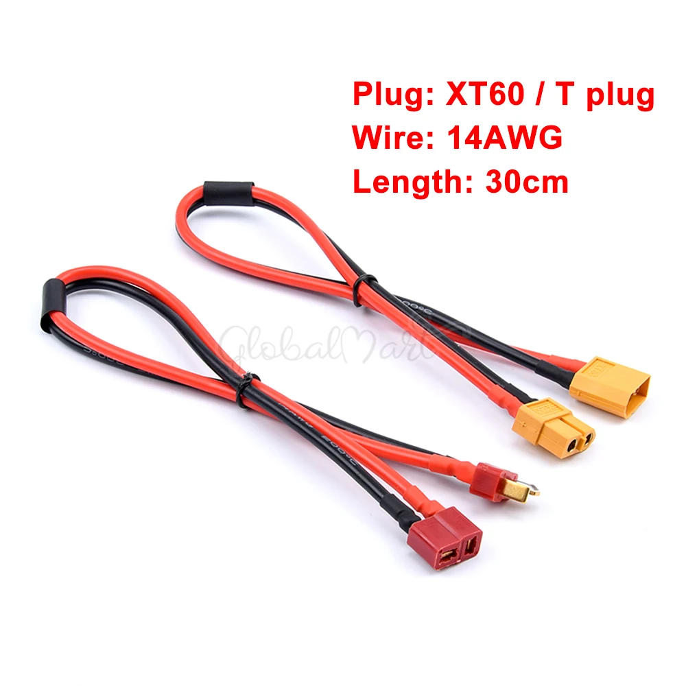 Переходник мама Deans T / XT60 папа на XT60/T 14AWG 300 мм 30 см Удлинительный кабель адаптер
