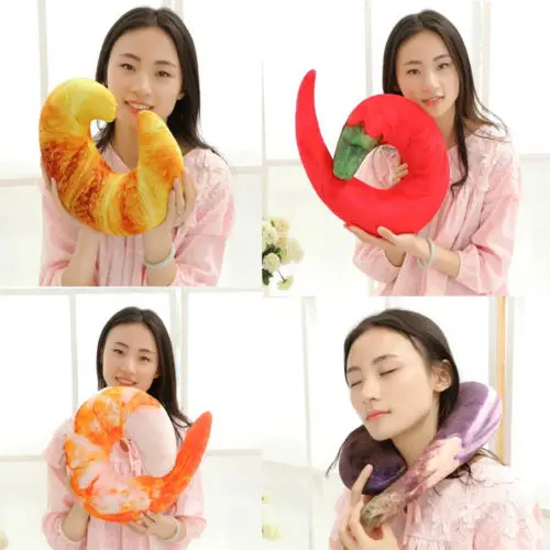 3D креветки u образная креативная Подушка плюшевая подушка для шеи Мягкая