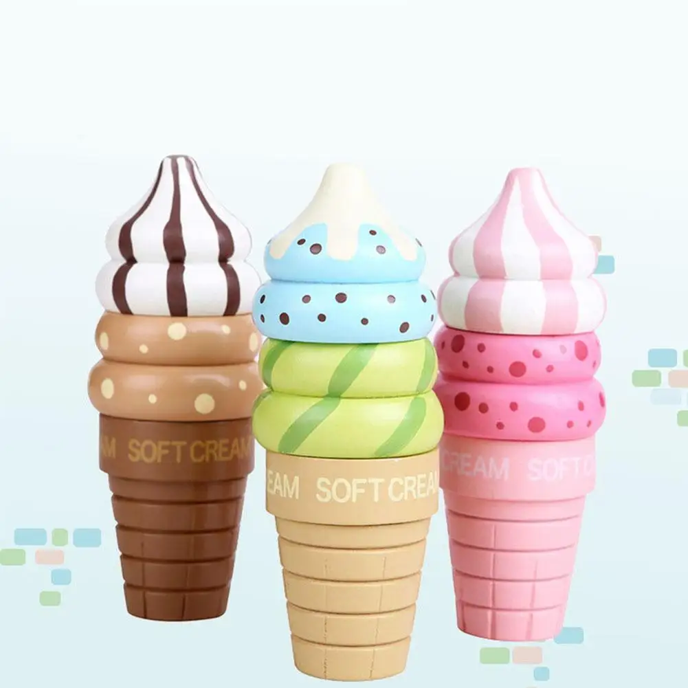 Деревянное магнитное соединение Мороженое Дети ролевые игры дом кухня еда