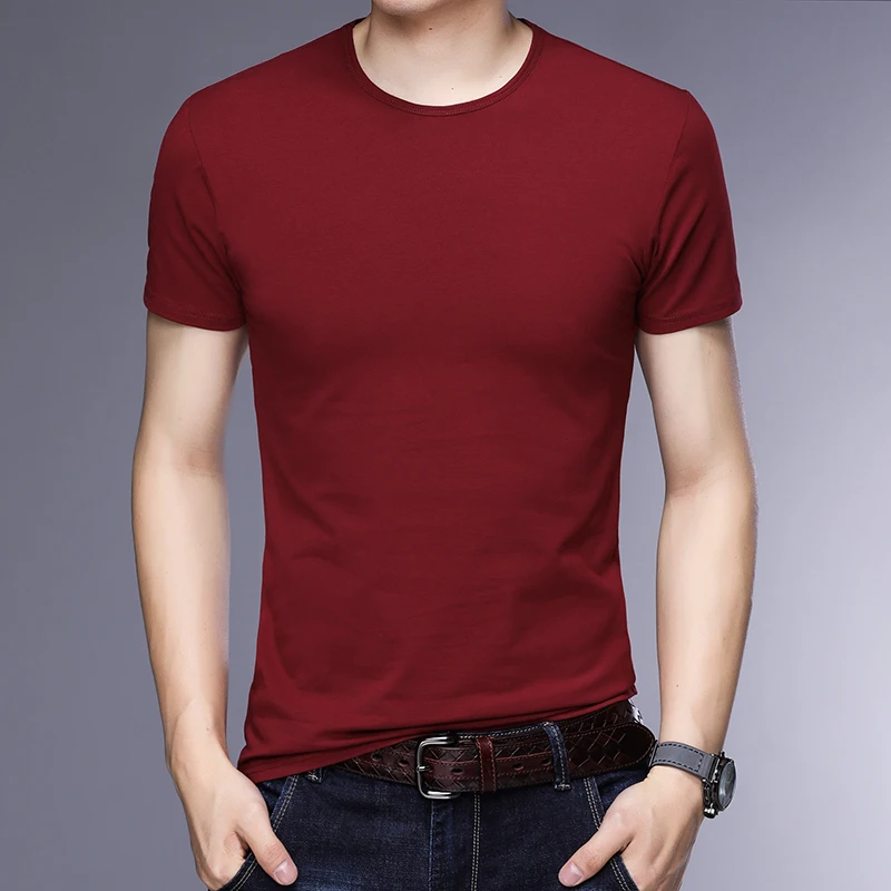 

Classic Top Tees Summer High Quality Short Sleeve Round Collar Solid Cotton Basic T-shirt For Men