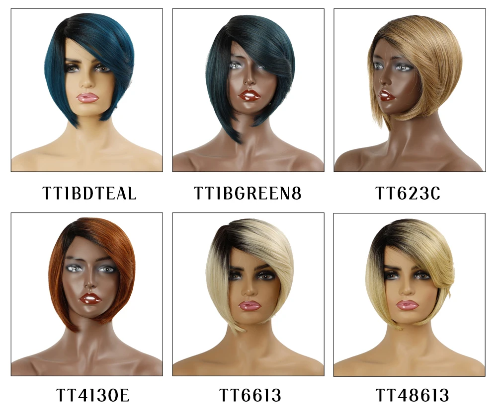 

Short Sweet Pixie cut Bob Wig Women Synthetic for Party Daily Use Ombre Pink Blue Orange Color