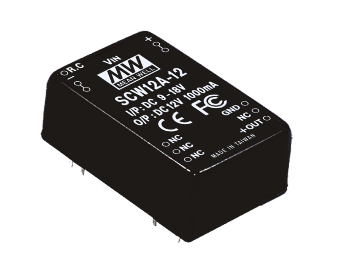 

transmit MEAN WELL Taiwan SCW12A/12B/12C-05V/12V 12W DC-DC regulated single output module power supply