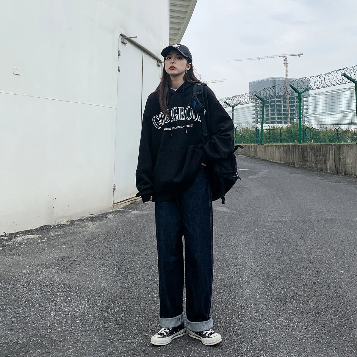 Осенне-зимняя американская плюшевая толстовка с буквенным принтом Женское