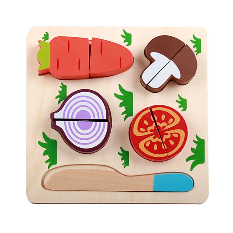 6 компл. деревянная головоломка для детей игрушки резки фрукты с изображением
