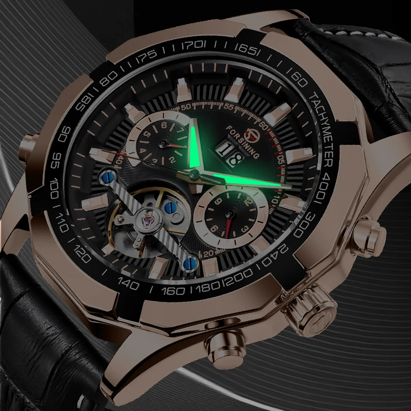 Часы наручные Forsining Мужские механические брендовые модные повседневные