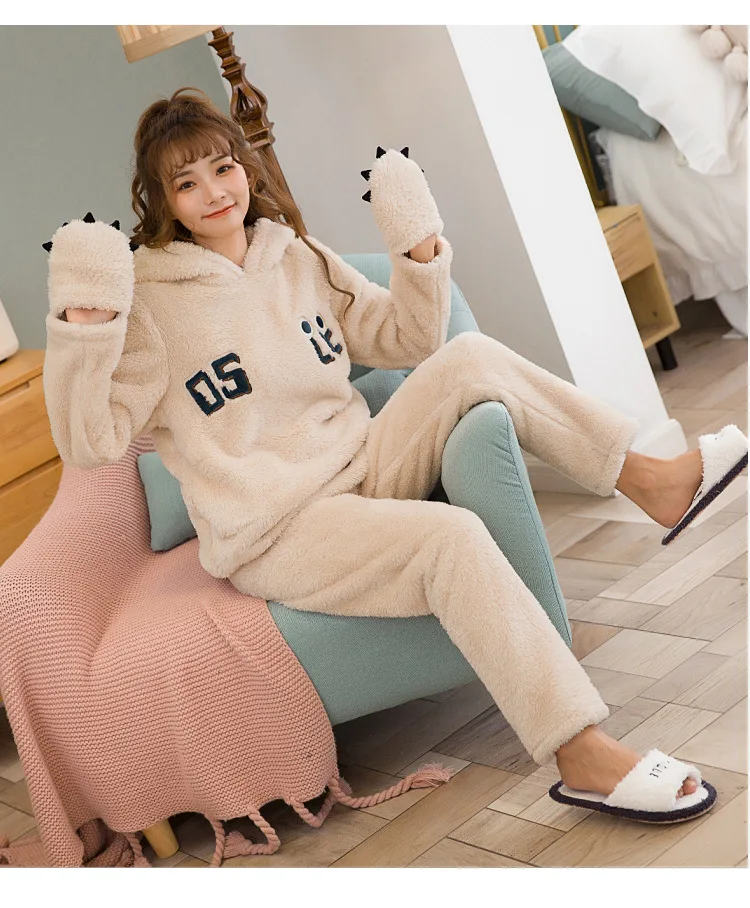 Фланелевая Женская пижама с героями мультфильмов комплект осенне-зимней плотной