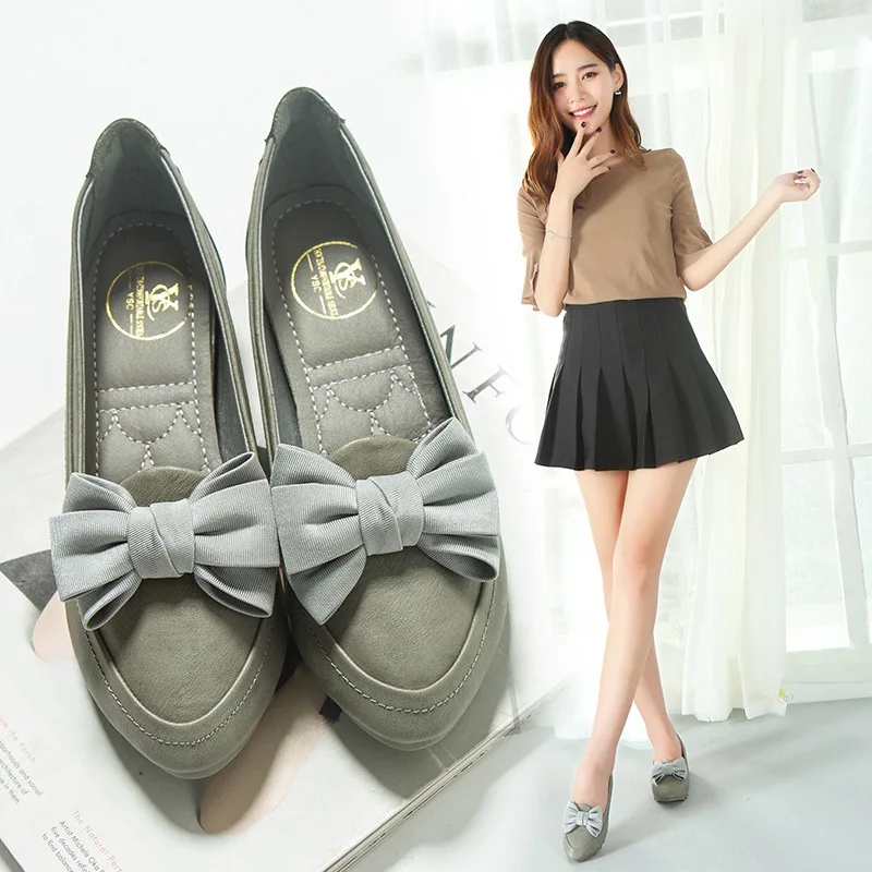 Женская обувь на плоской подошве с бантом повседневные Лоферы без шнуровки