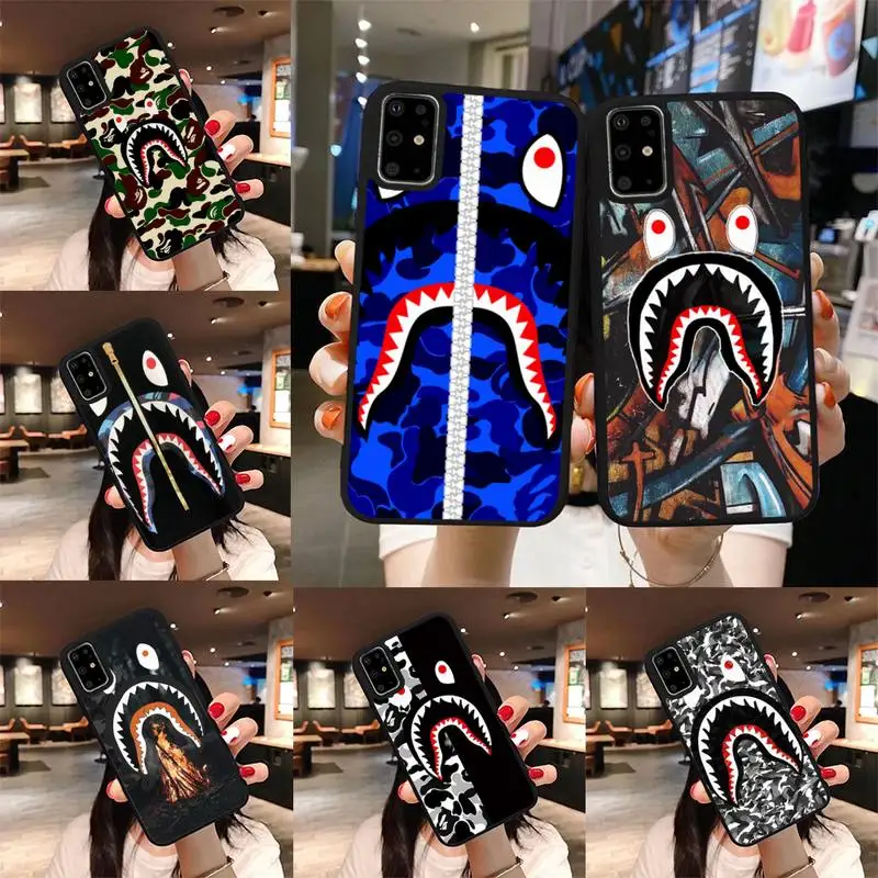 

Bape Trend Brand Shark Phone Case For Samsung S8 S9 S10 S20 plus 5G lite note 20 ultra PC nax fundas cover