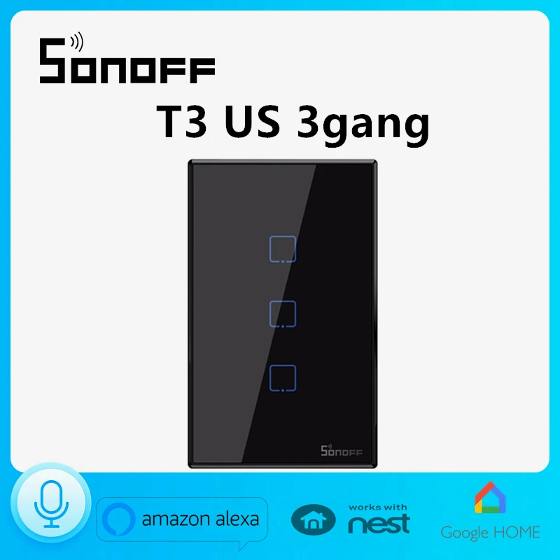 Высветильник ель света SONOFF T3US3C с поддержкой Wi Fi и сенсорным управлением 433