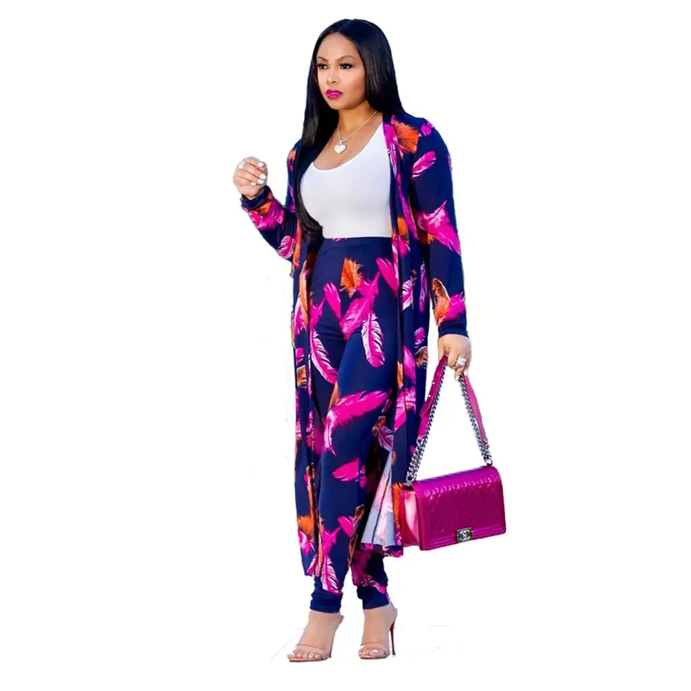 Комплект из двух предметов для женщин 2020 длинный кардиган топы и брюки костюмы