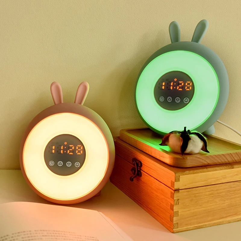 

3D Cartoon Sweet Time Bunny Light Luminaria LED Veilleuse Enfant LED Night Light Alarm Clock Bedroom Lamp For Children Toys