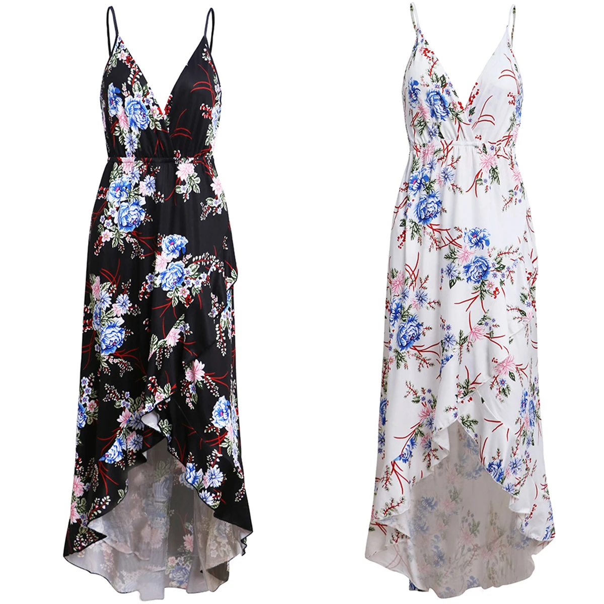 Женское платье с цветочным принтом и v образным вырезом элегантное богемное