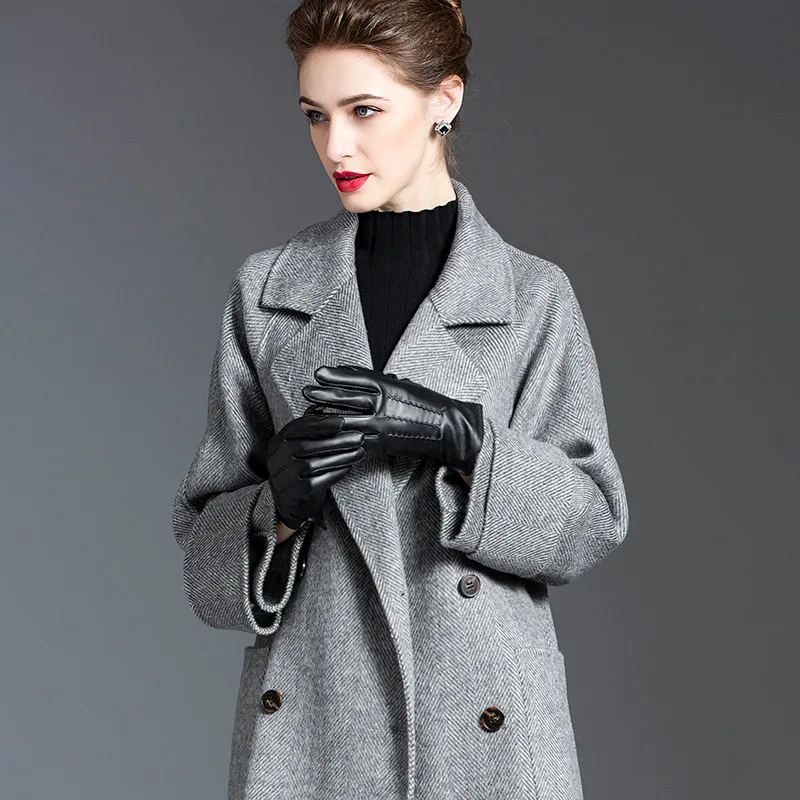

Wool Trench Spring Autumn Women's Thick Loose Woolen Overcoat Double Faced Cashmere Coat Medium Length Wool Coat