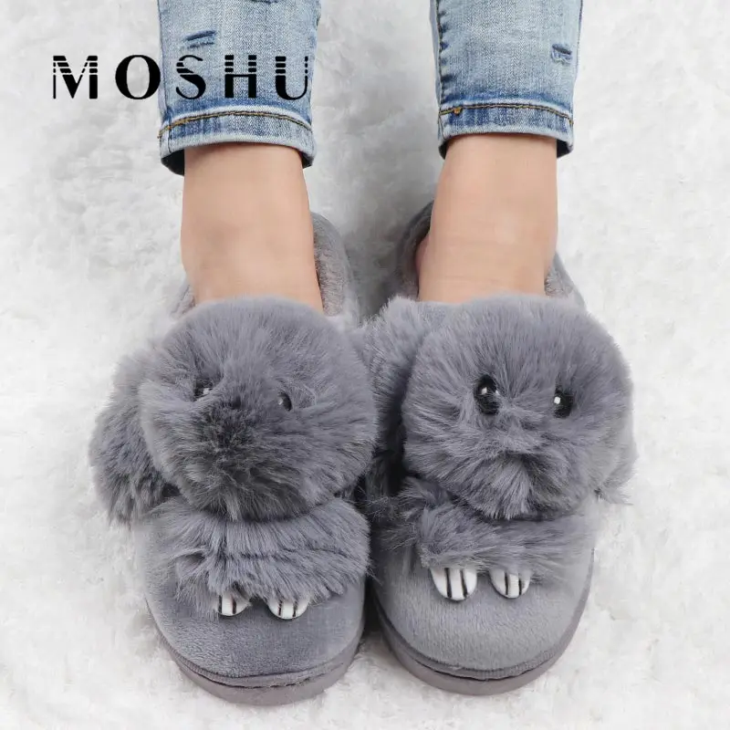 Меховые сланцы зимние женские пушистые тапочки домашние милая домашняя обувь