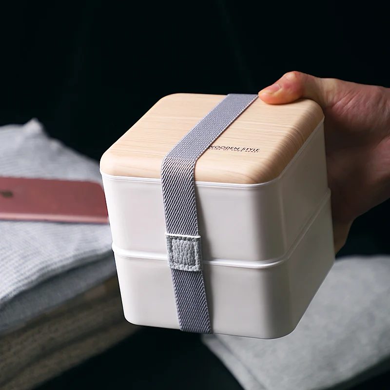 Ланч-бокс двойной слой 2 сетки Bento коробки японский контейнер для продуктов портативный Microwavable для детей офиса