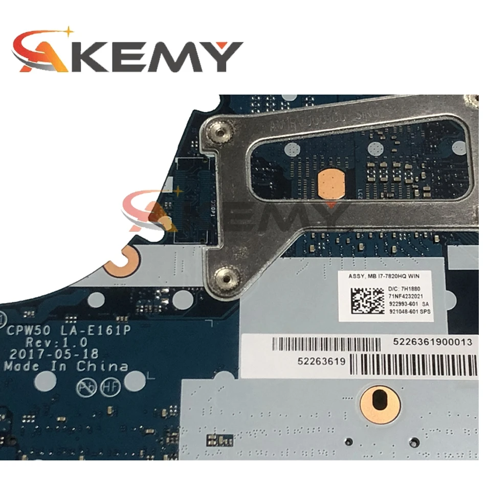 Online Für HP ZBook 15 G4 Laptop Motherboard CPW50 LA-E161P 921048-001 921048-501 921048-601 I7-7820HQ CPU