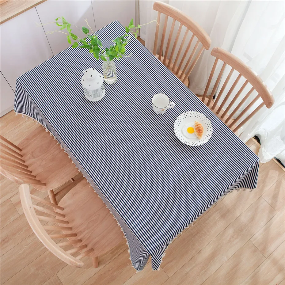 Кисточка для скатерти в клетку из льна и хлопка полоску с рисунком макраме одеяло