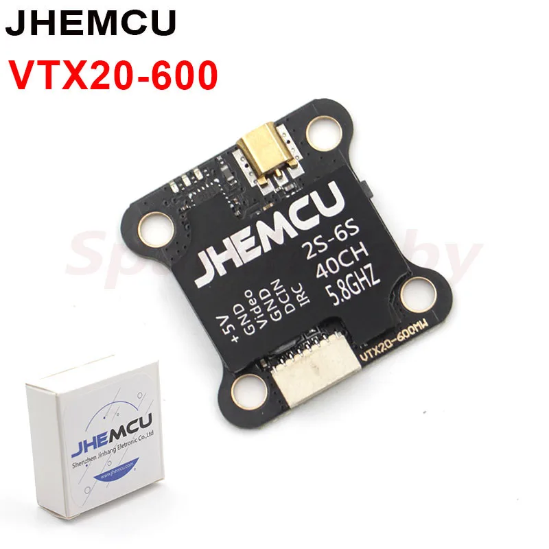 

JHEMCU VTX20-600 5.8G 40CH 20X20mm PitMode 25mW 100mW 200mW 400mW 600mW Adjustable VTX 7-26V for RC FPV Racing Freestyle Drones