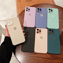 Ottwn Candy Color Love Heart Pattern Phone Case For iPhone 11 12 13 Pro Max Mini X XR XS Max 7 8 Plus SE 2020 Soft Silicon Cover
