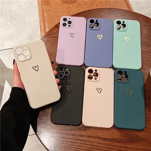 ottwn candy color love heart pattern phone case for iphone 11 12 13 pro max mini x xr xs max 7 8 plus se 2020 soft silicon cover free global shipping