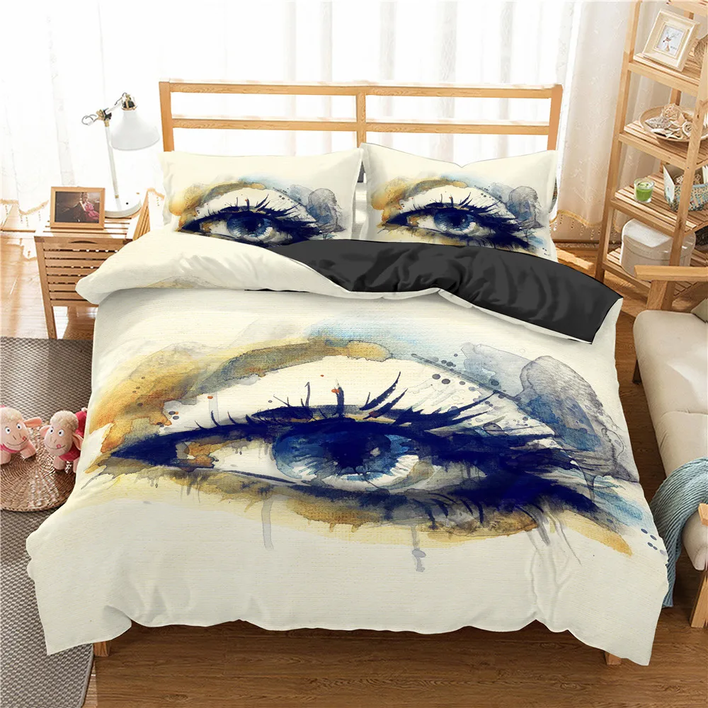 

2021 3D Charming Eyes Bedding Set Colorful Eyes Pattern Quilt Cover Set 2/3 Piece Duvet Cover Home Textile Bed Linen