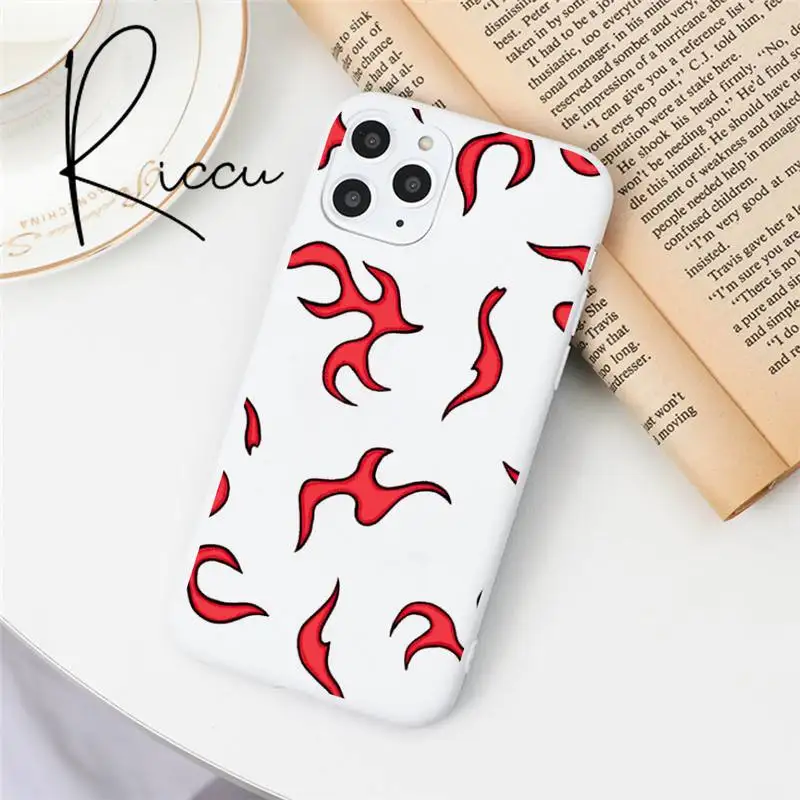 fashion flame pattern phone case for iphone 12 pro max mini 11 pro xs max 8 7 6 6s plus x 5s se 2020 xr candy white silicone free global shipping