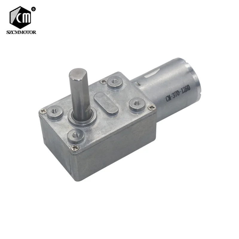 Low RPM Speed Reducation DC Worm Geared Motors 2RPM to 150RPM Long M8 Type-D Shaft Reversible High Torque Turbo Worm Gear Motor