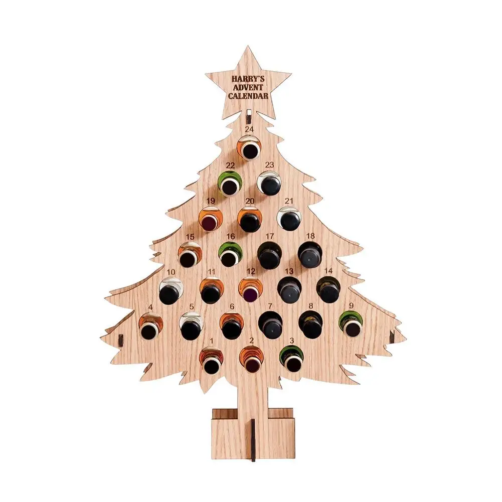 

Wooden Christmas Tree Advent Calendar - Wine Bottle Holder - Christmas Advent Calendar - Wooden Christmas Tree Holders 24 Days W