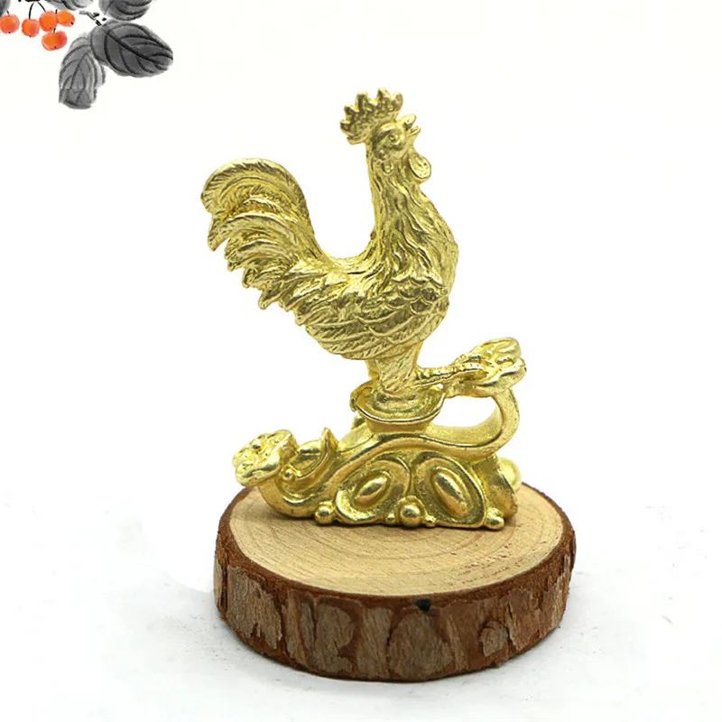 

Vintage Copper Ruyi Yuanbao Chicken Bronze Ornaments Solid Pure Brass Animal Chicken Study Desktop Decorations Home Decor