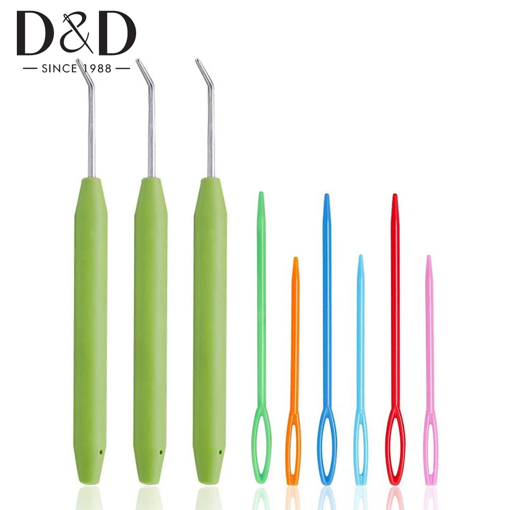 3 шт. вязальные крючки с 6 пластиковыми крупными глазками|Швейные инструменты и