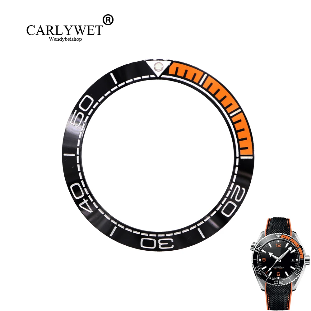 Rolamy TOP Watch Bezel Ceramic Black Orange Silver Writing 41.5mm outside For Omega SEAMASTER PLANET OCEAN 600M COLLECTION