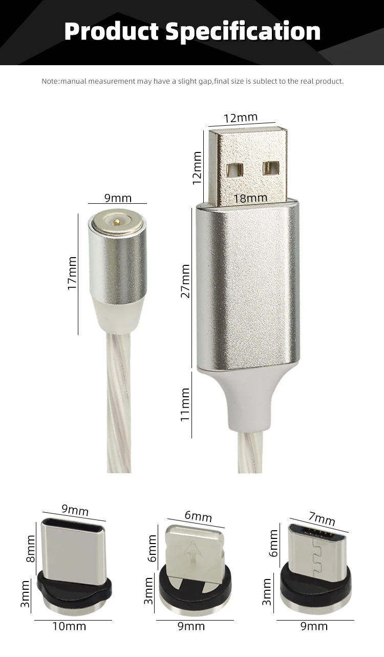 Магнитный светодиодный кабель CHAURE для зарядки mi cro, зарядный usb-кабель для Xiao mi huawei, зарядный кабель для быстрой зарядки T-C, usb-кабель