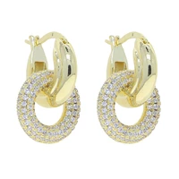 fashion luxury style thick link chain dangle earrings for women micro cz charm pendant long geometric drop earring jewelry gift