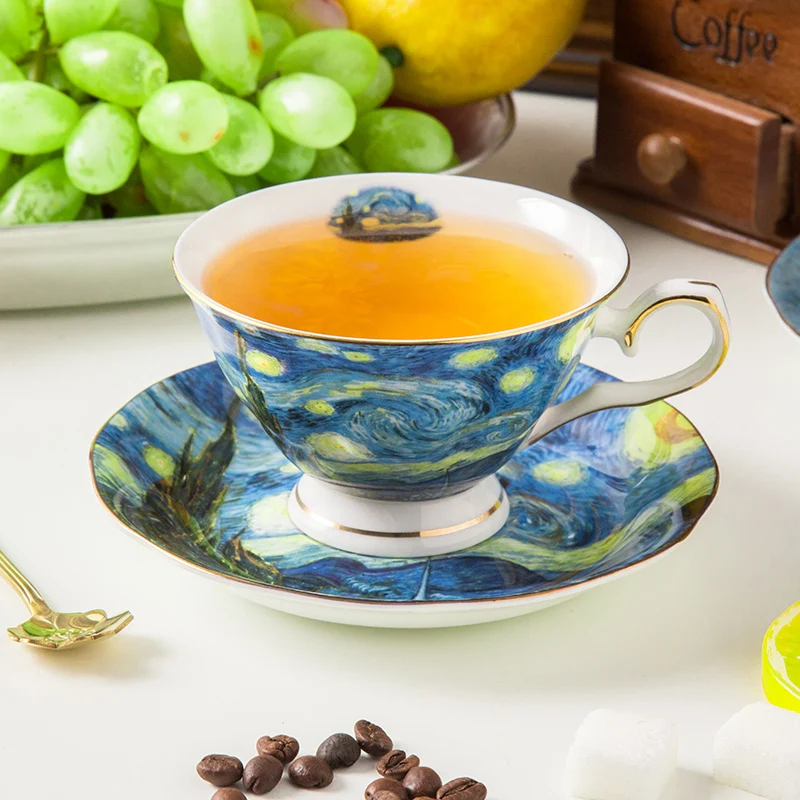 Van Gogh design fine bone china coffee cup and saucer ceramic | Дом и сад