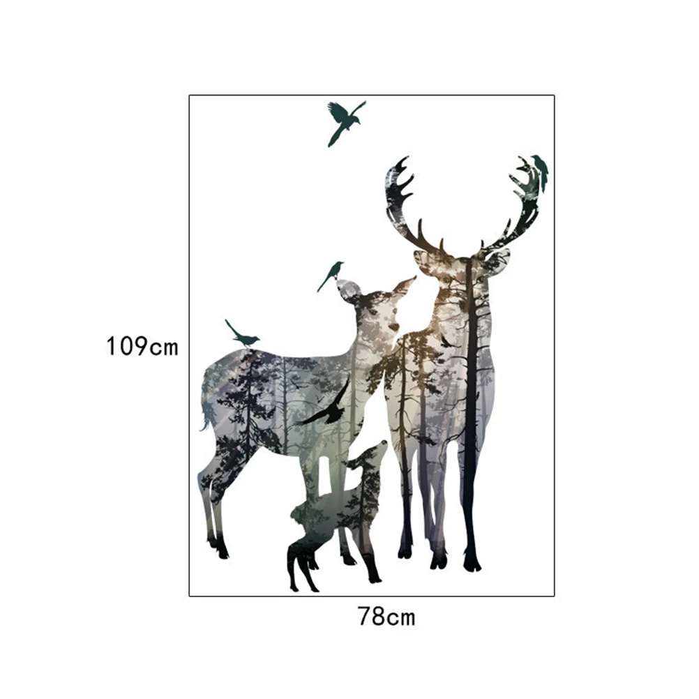 Декоративный настенный узор в виде лося самоклеящаяся съемная ПВХ настенная