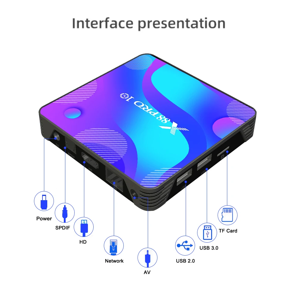 ТВ-приставка Android 10 X88 Pro Wifi медиаплеер 4K H.265/H.264 3D 1080P RK3318 четырехъядерный 64 бит X88Pro
