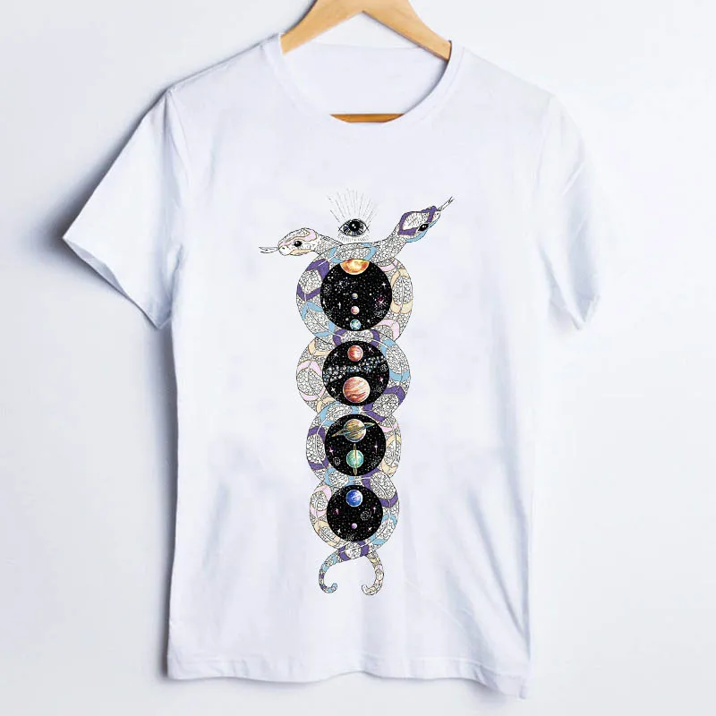 Футболки для женщин с принтом Космос Мультфильм Вселенная 90 х модная женская