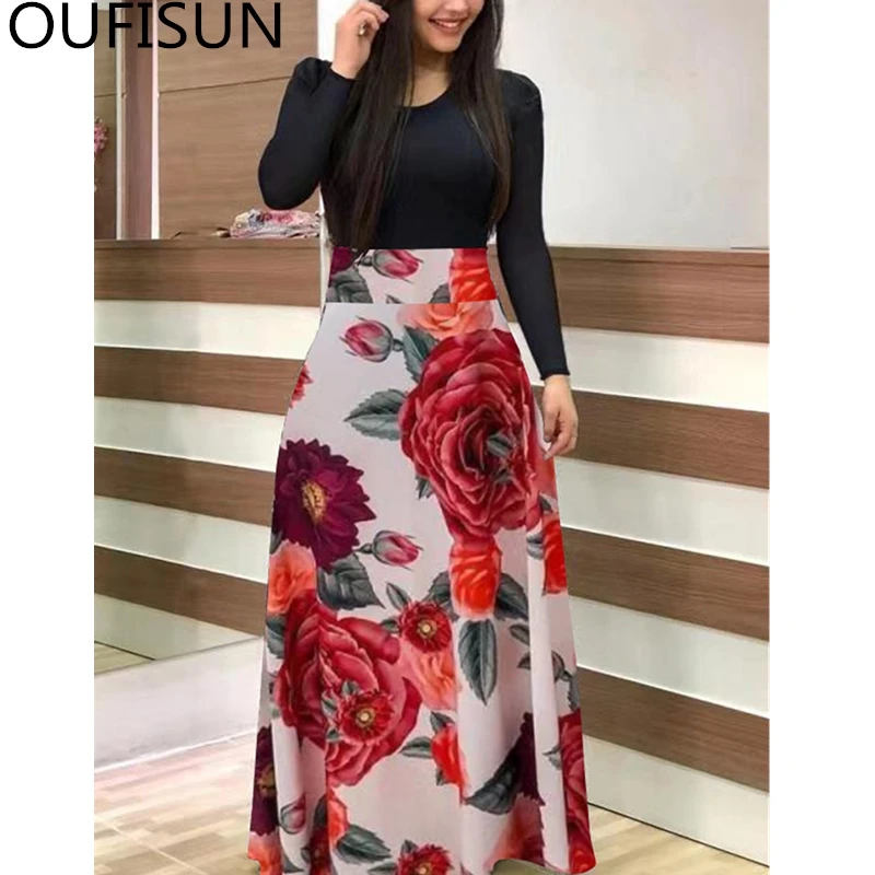 Сезон осень зима Повседневное женское платье Модная одежда с длинными рукавами и